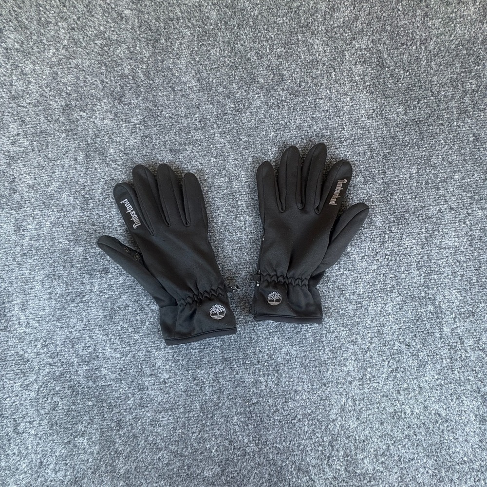 Timberland Softshell Gloves Mens L/XL Black Logo Fleece Lined Silicone Grip